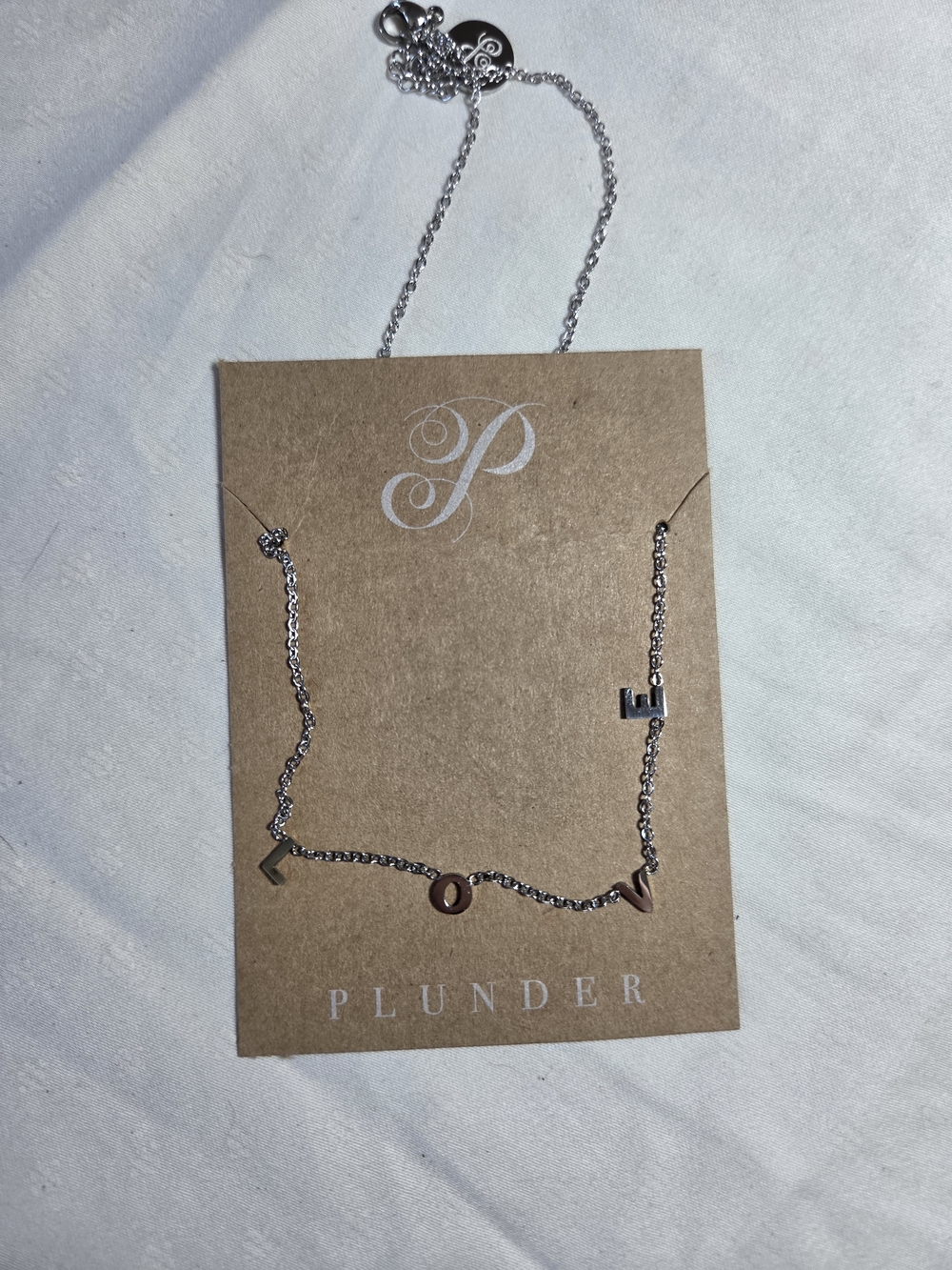 Plunder silver LOVE letter charm necklace